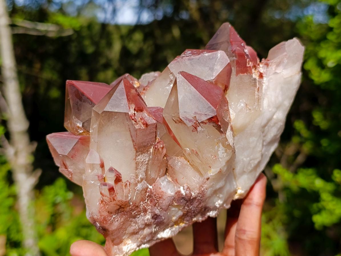 Natural Red Hematoid Quartz Clusters x 3 From Karoi, Zimbabwe - Toprock Gemstones and Minerals 