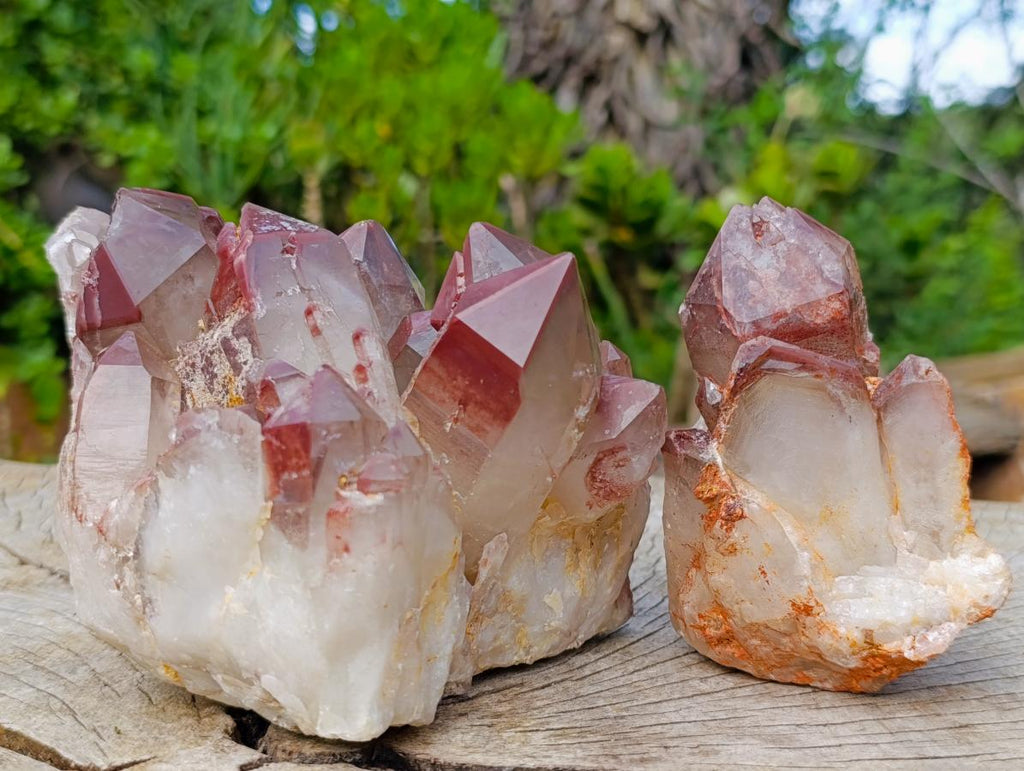 Natural Red Hematoid Quartz Clusters x 3 From Karoi, Zimbabwe - Toprock Gemstones and Minerals 