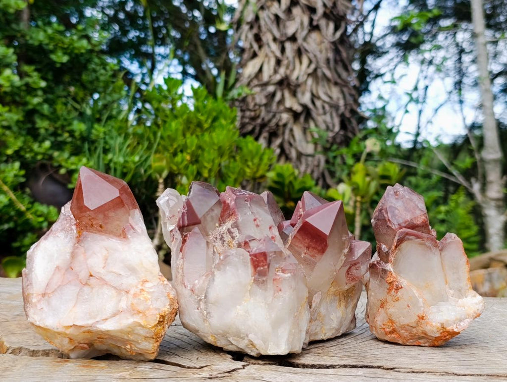 Natural Red Hematoid Quartz Clusters x 3 From Karoi, Zimbabwe - Toprock Gemstones and Minerals 