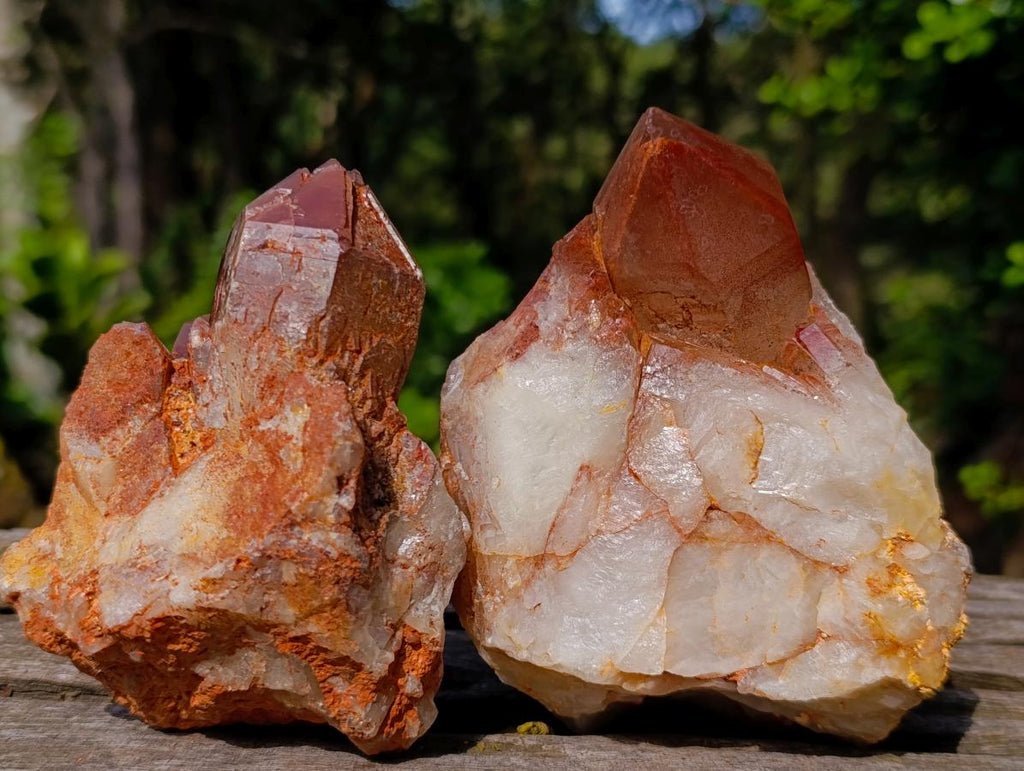 Natural Red Hematoid Quartz Clusters x 3 From Karoi, Zimbabwe - Toprock Gemstones and Minerals 