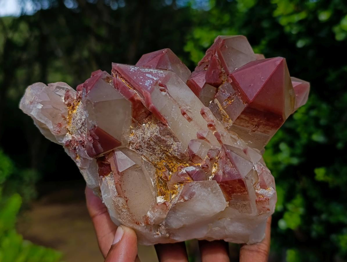 Natural Red Hematoid Quartz Clusters x 3 From Karoi, Zimbabwe - Toprock Gemstones and Minerals 