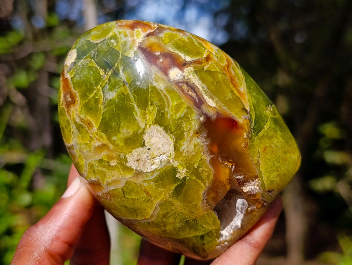 Polished Green Opal Standing Display Pieces x 3 From Betroka, Madagascar - Toprock Gemstones and Minerals 