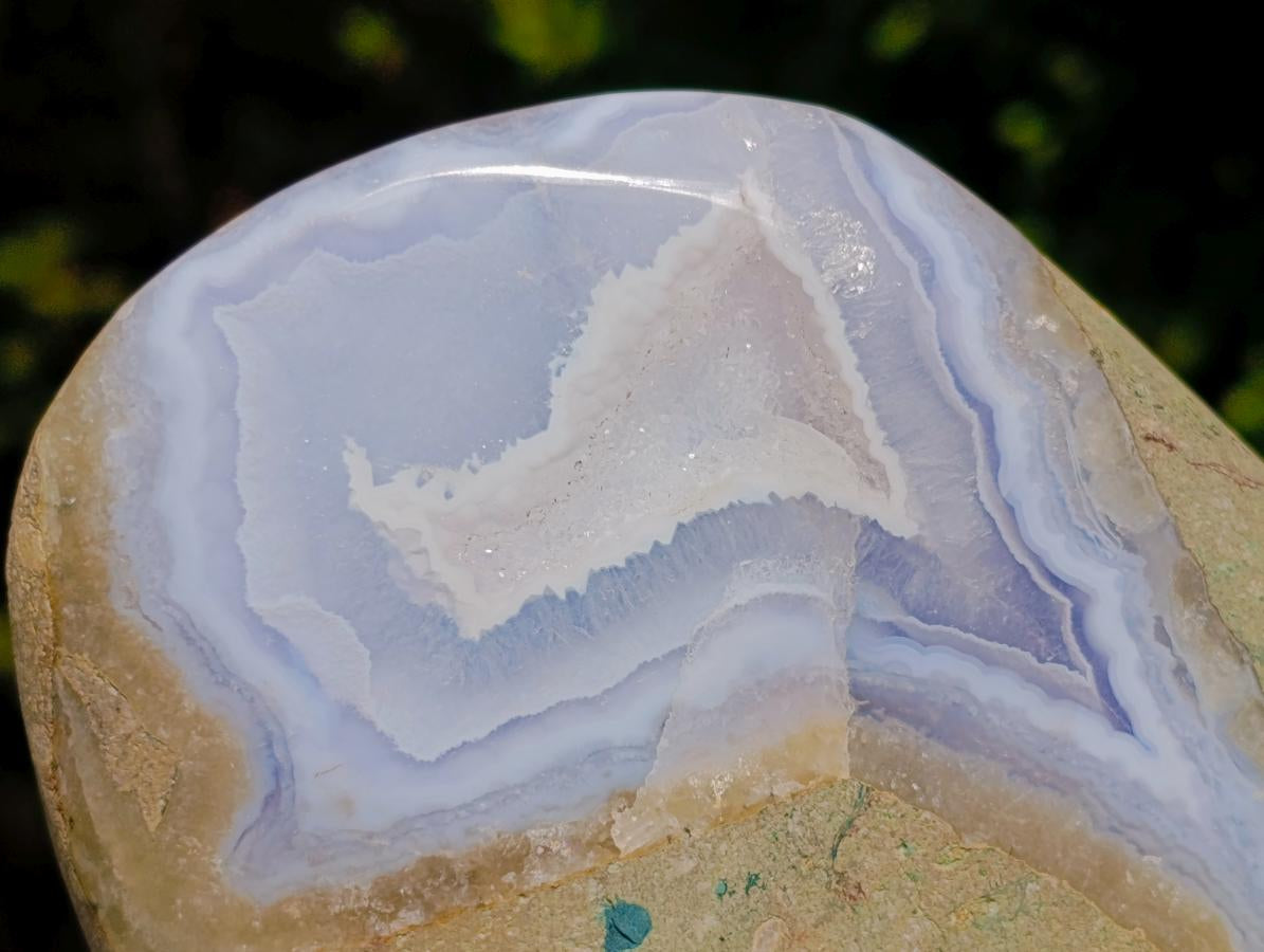 Polished Blue Lace Agate Standing Display Pieces x 2 From Nsanje, Malawi - Toprock Gemstones and Minerals 