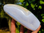 Polished Blue Lace Agate Standing Display Pieces x 2 From Nsanje, Malawi - Toprock Gemstones and Minerals 