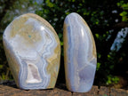 Polished Blue Lace Agate Standing Display Pieces x 2 From Nsanje, Malawi - Toprock Gemstones and Minerals 