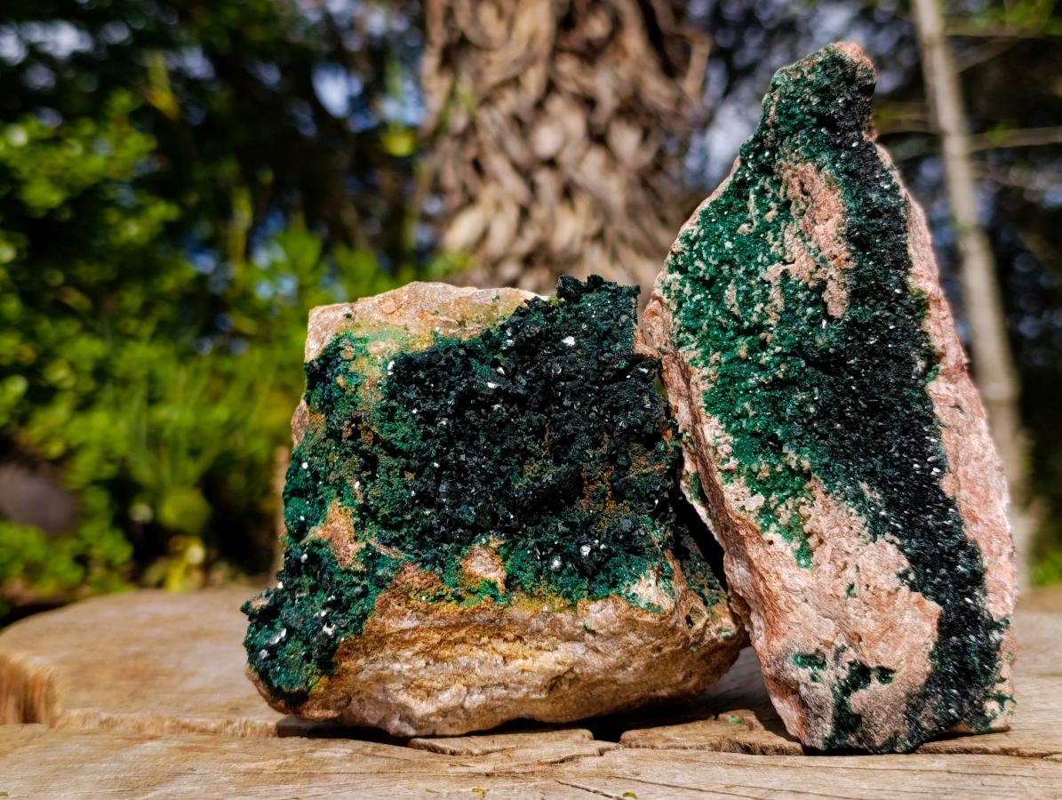 Natural Libethenite Crystals on Dolomite Matrix Specimens x 2 From Shituru, Congo - Toprock Gemstones and Minerals 
