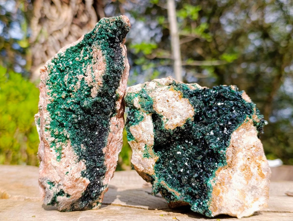 Natural Libethenite Crystals on Dolomite Matrix Specimens x 2 From Shituru, Congo - Toprock Gemstones and Minerals 