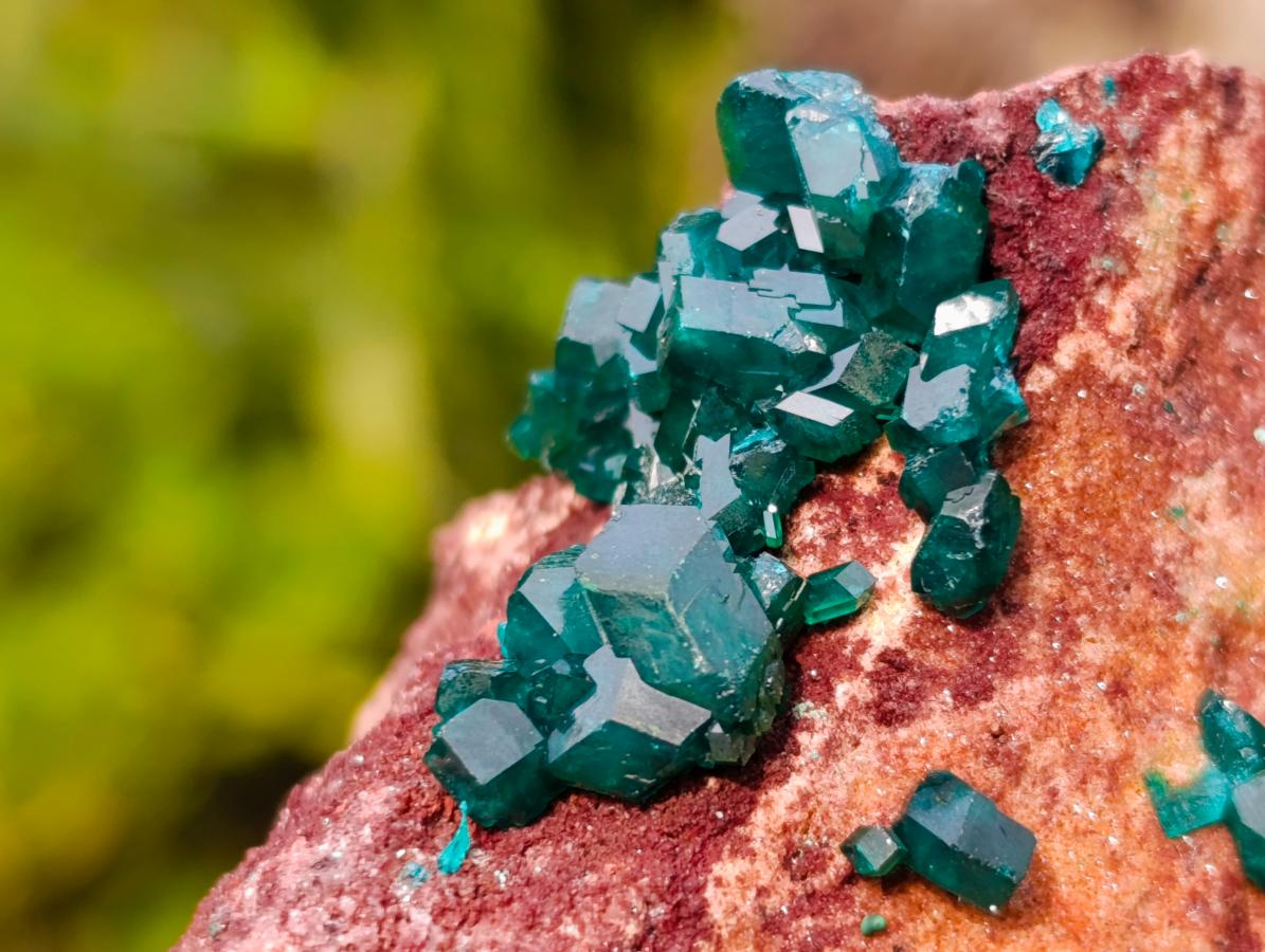 Natural Dioptase on Dolomite Specimens x 6 From Likasi, Congo - Toprock Gemstones and Minerals 