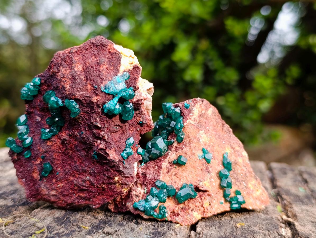 Natural Dioptase on Dolomite Specimens x 6 From Likasi, Congo - Toprock Gemstones and Minerals 