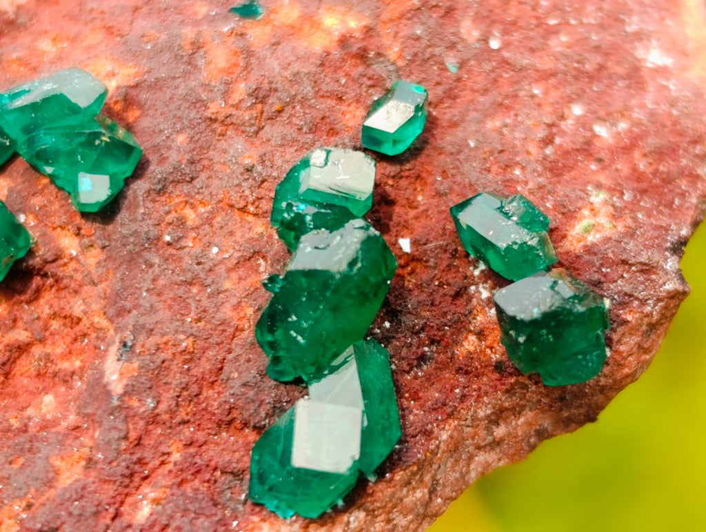 Natural Dioptase on Dolomite Specimens x 6 From Likasi, Congo - Toprock Gemstones and Minerals 