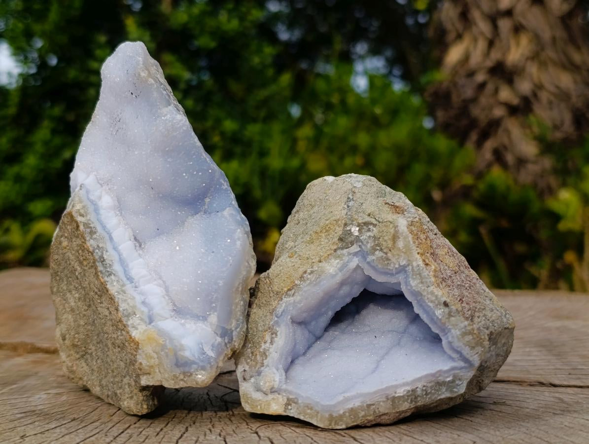Natural Blue Lace Agate Geode Specimens x 12 From Nsanje, Malawi - Toprock Gemstones and Minerals 