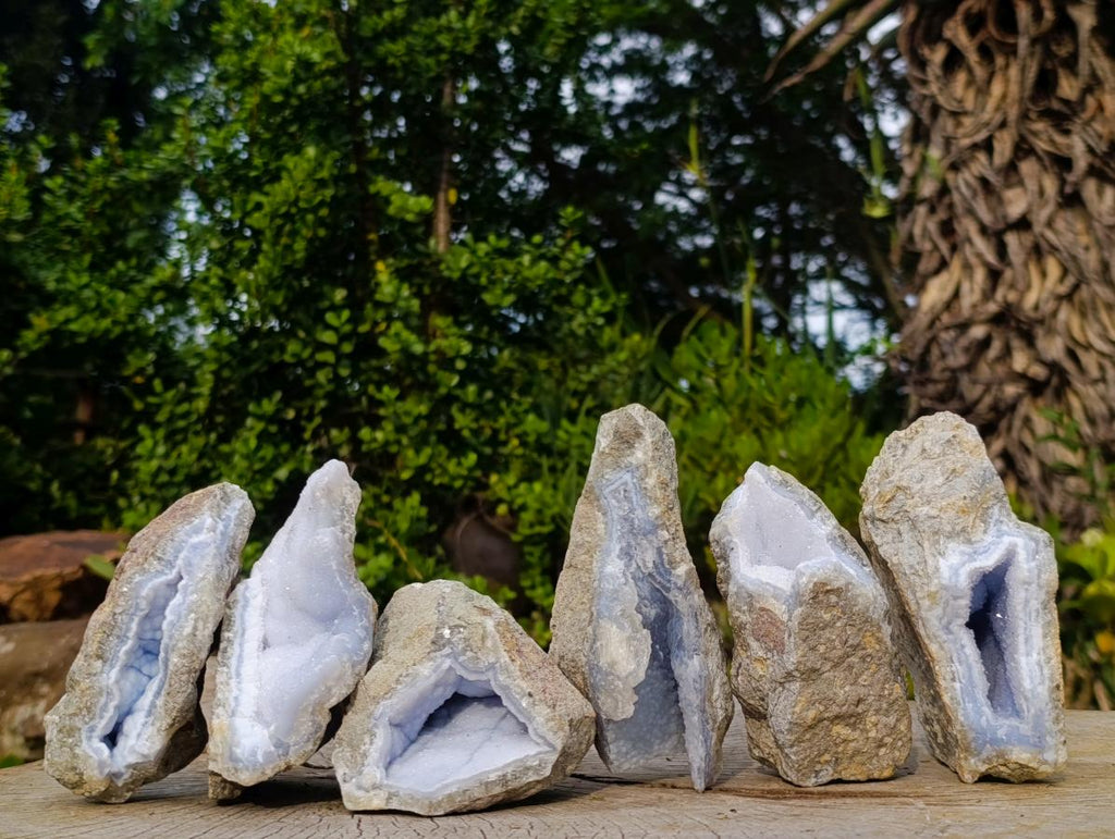 Natural Blue Lace Agate Geode Specimens x 12 From Nsanje, Malawi - Toprock Gemstones and Minerals 