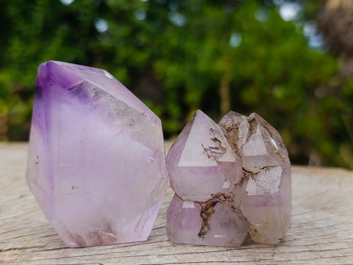 Polished Smokey Amethyst Window Crystals x 12 From Akansobe, Madagascar - Toprock Gemstones and Minerals 