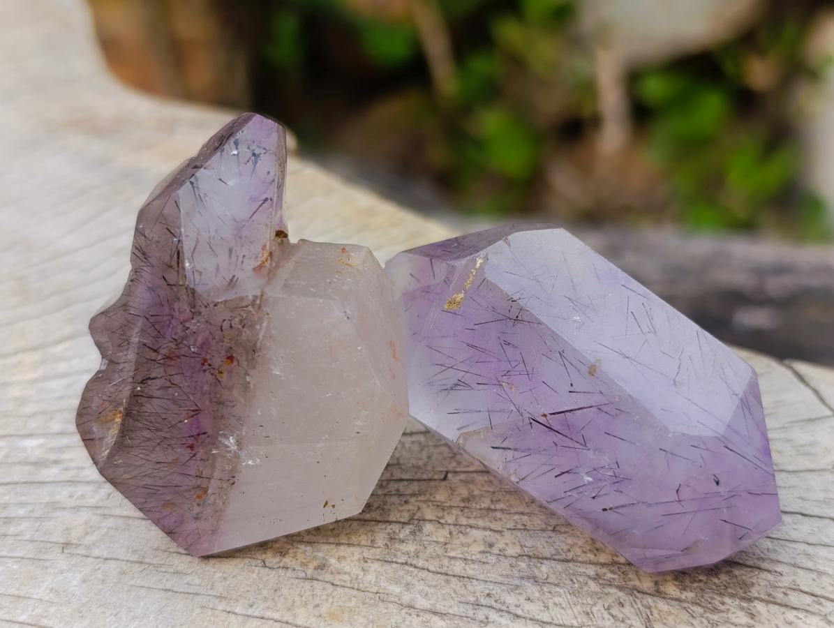 Polished Smokey Amethyst Window Crystals x 12 From Akansobe, Madagascar - Toprock Gemstones and Minerals 