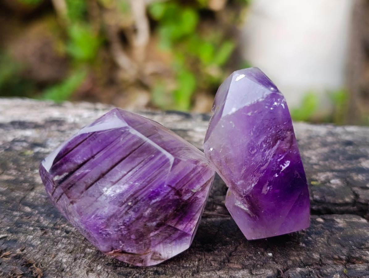 Polished Smokey Amethyst Window Crystals x 12 From Akansobe, Madagascar - Toprock Gemstones and Minerals 