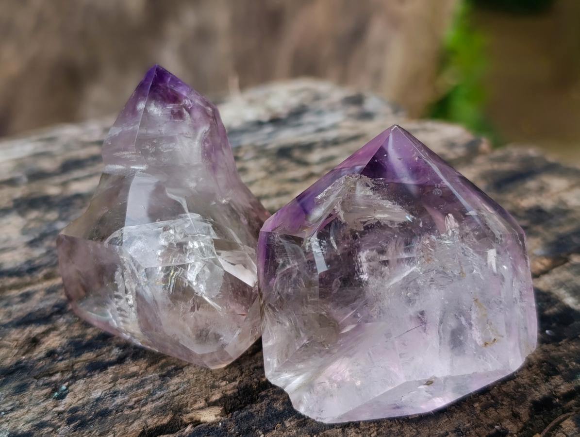 Polished Smokey Amethyst Window Crystals x 12 From Akansobe, Madagascar - Toprock Gemstones and Minerals 