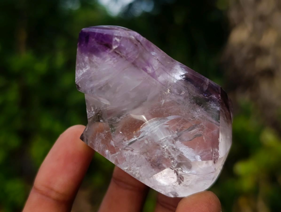 Polished Smokey Amethyst Window Crystals x 12 From Akansobe, Madagascar - Toprock Gemstones and Minerals 