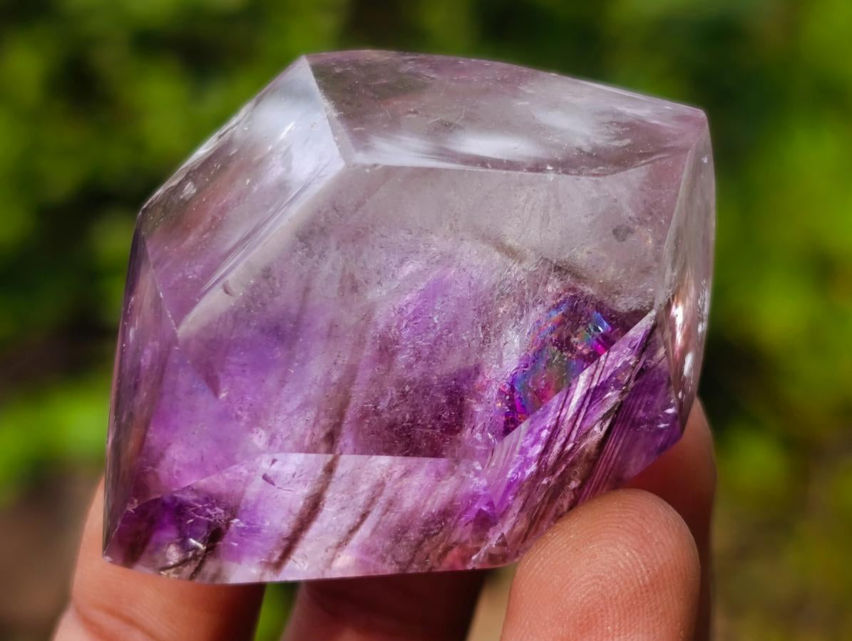 Polished Smokey Amethyst Window Crystals x 12 From Akansobe, Madagascar - Toprock Gemstones and Minerals 