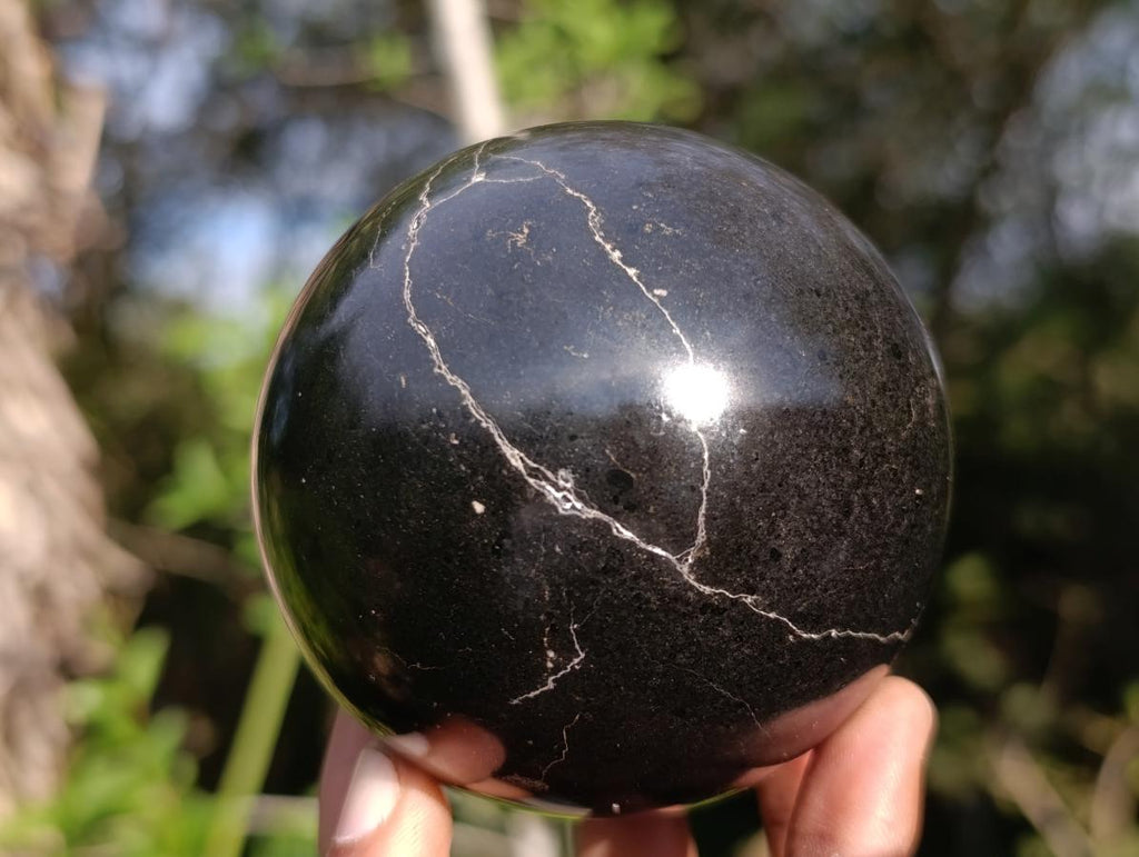 Polished Black Basalt Spheres x 3 From Madagascar - Toprock Gemstones and Minerals 