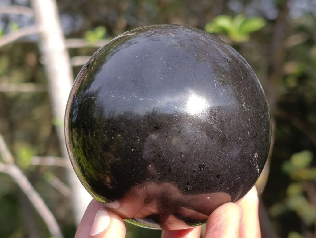 Polished Black Basalt Spheres x 3 From Madagascar - Toprock Gemstones and Minerals 