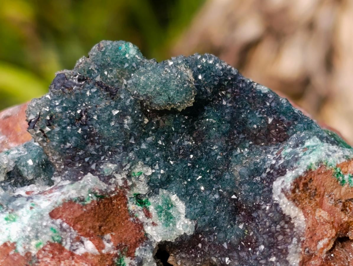 Natural Drusy Quartz Coated Ball Malachite on Dolomite Specimens x 2 From Mindingi Mine, Kambove, Congo - Toprock Gemstones and Minerals 