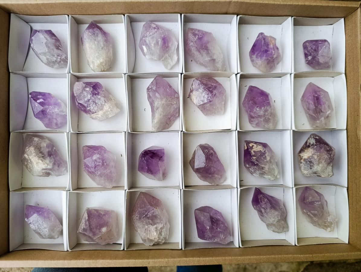 Natural Jacaranda Amethyst Single Crystals x 24 From Mumbwa, Zambia - Toprock Gemstones and Minerals 