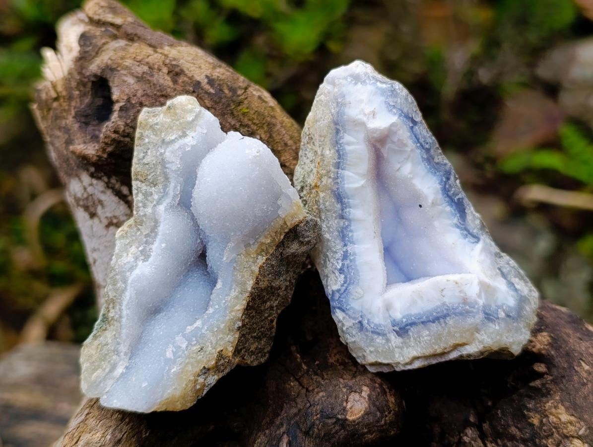 Natural Blue Lace Agate Geode Specimens x 24 From Nsanje, Malawi