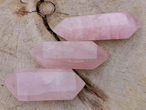 Polished Double Terminated Gemmy Rose Quartz Crystals x 6 From Madagascar