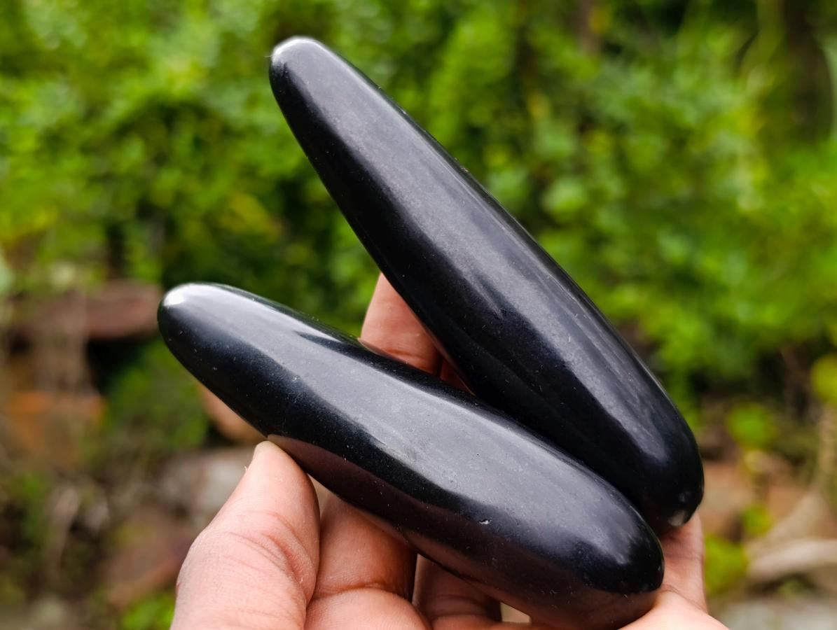 Polished Black Basalt Massage Wands x 12 From Madagascar
