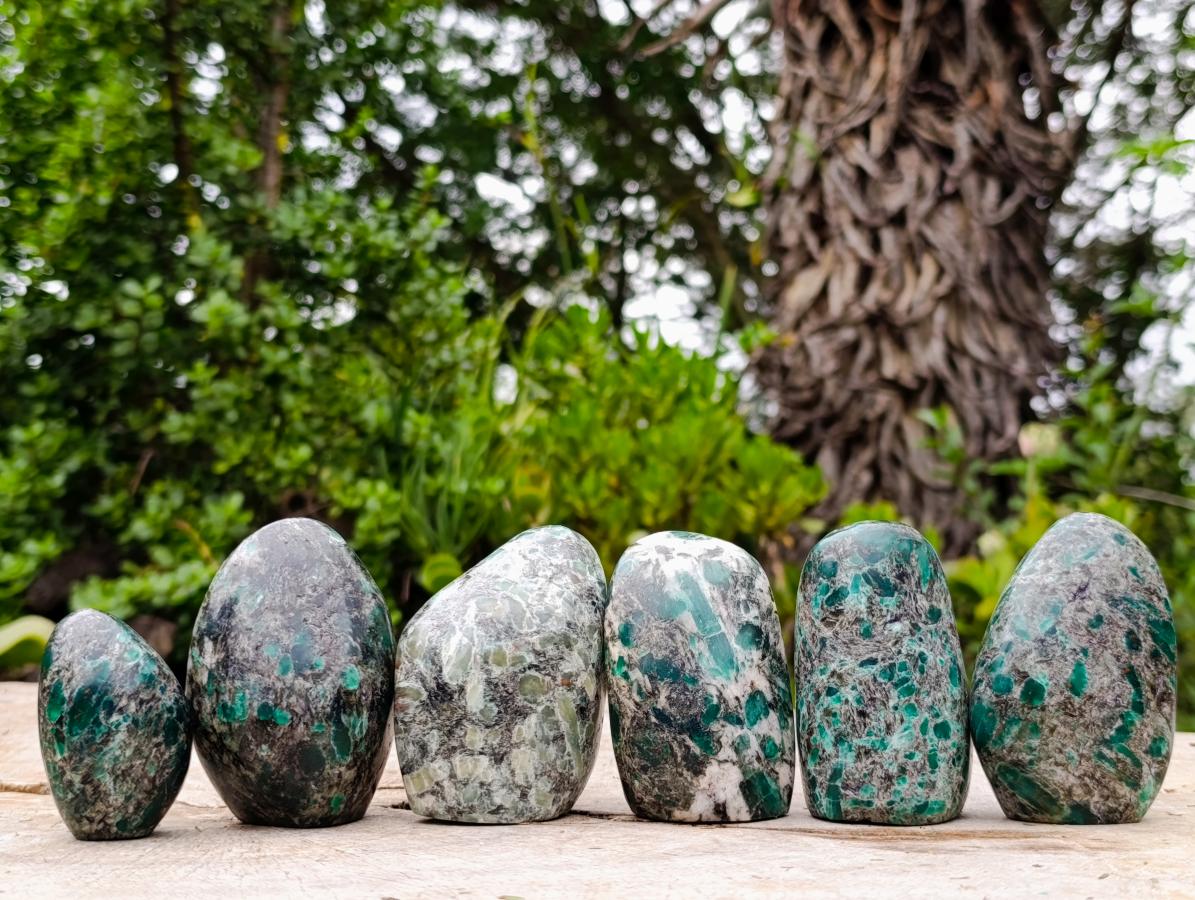 Polished Emerald Mica 'Mutokolite' Standing Display Pieces x 6 From Mutoko, Zimbabwe - Toprock Gemstones and Minerals 