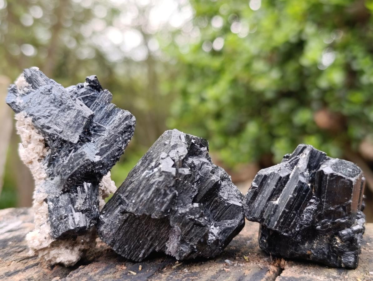 Natural Schorl Black Tourmaline with Associated Minerals x 13 From Erongo, Namibia - Toprock Gemstones and Minerals 