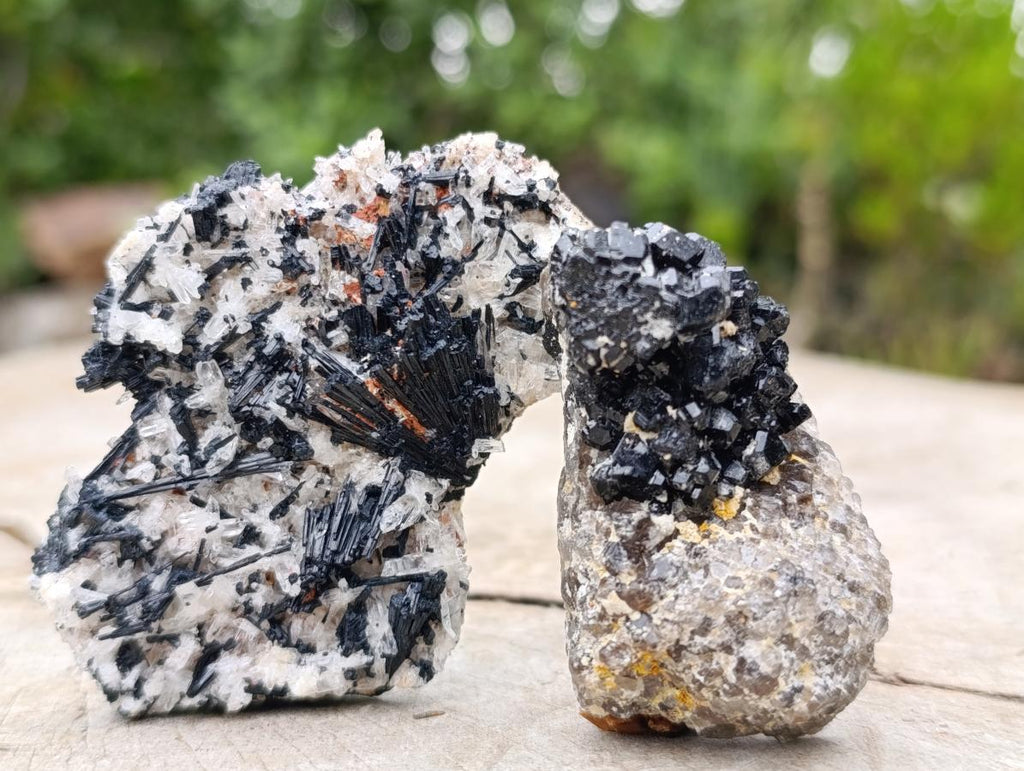 Natural Schorl Black Tourmaline with Associated Minerals x 13 From Erongo, Namibia - Toprock Gemstones and Minerals 