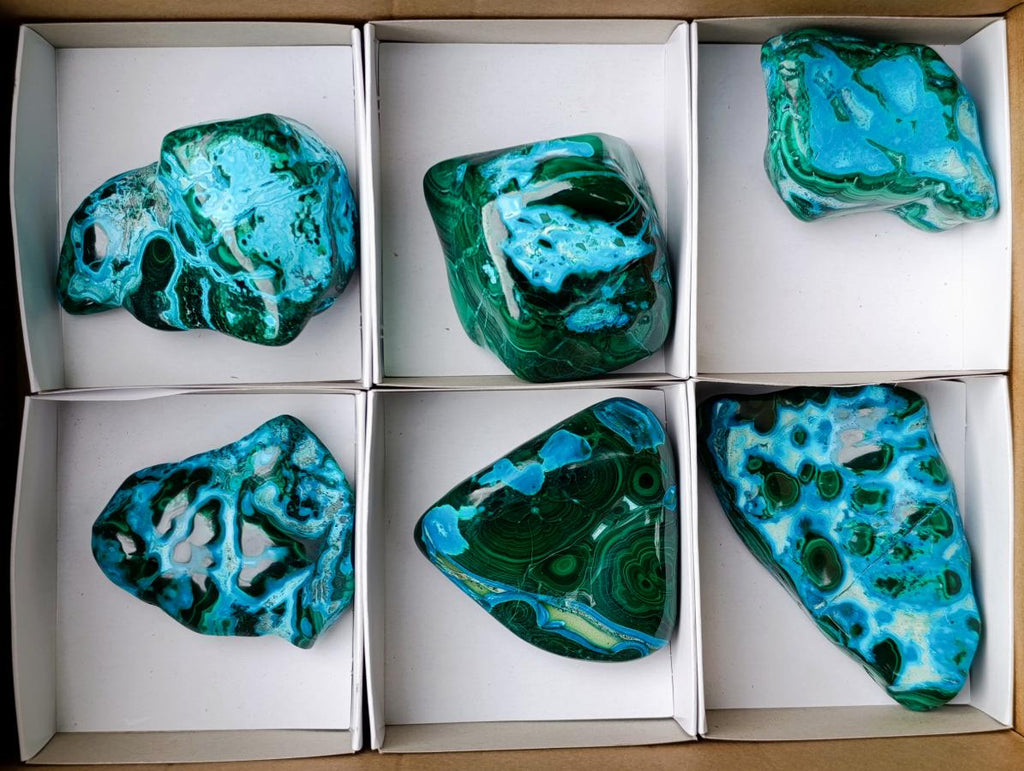Polished Malacolla Free Forms x 6 From Kulukuluku, Congo - Toprock Gemstones and Minerals 