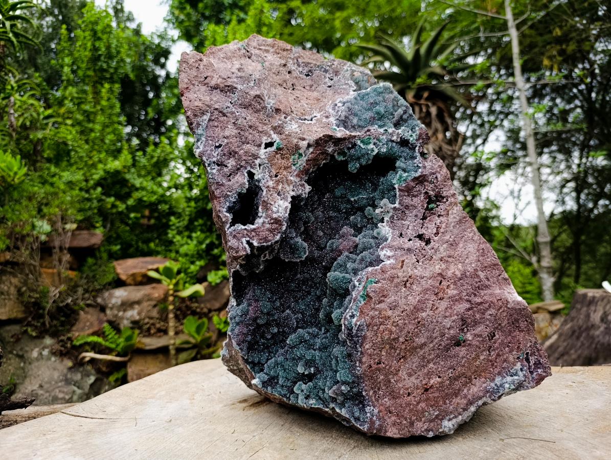 Natural XXL Ball Malachite and Drusy Quartz on Red Dolomite Specimen x 1 From Mindingi Mine, Kambove, Congo - Toprock Gemstones and Minerals 
