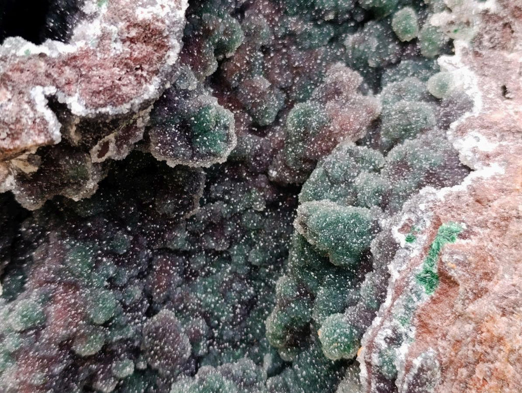 Natural XXL Ball Malachite and Drusy Quartz on Red Dolomite Specimen x 1 From Mindingi Mine, Kambove, Congo - Toprock Gemstones and Minerals 