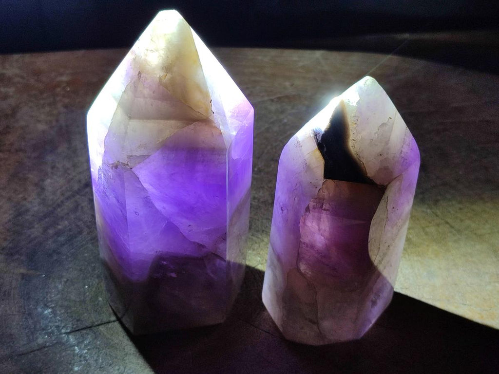 Polished Chevron Amethyst Display Crystals x 2 From Madagascar - Toprock Gemstones and Minerals 