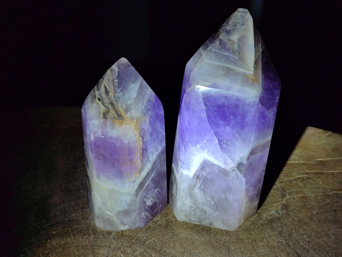 Polished Chevron Amethyst Display Crystals x 2 From Madagascar - Toprock Gemstones and Minerals 