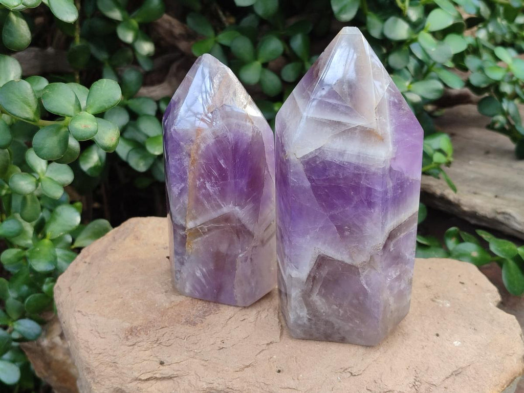Polished Chevron Amethyst Display Crystals x 2 From Madagascar - Toprock Gemstones and Minerals 