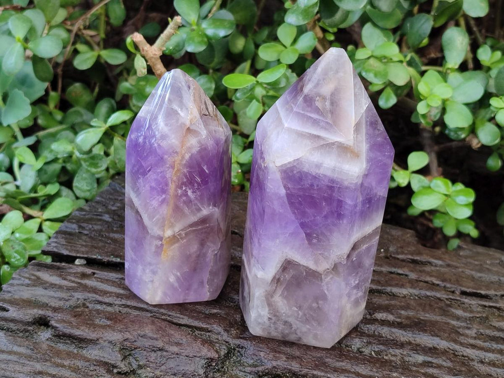Polished Chevron Amethyst Display Crystals x 2 From Madagascar - Toprock Gemstones and Minerals 