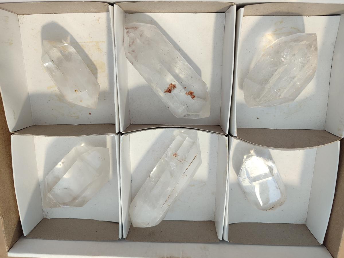 Polished Double Terminated Clear Quartz Crystals x 6 From Madagascar - Toprock Gemstones and Minerals 