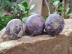 Polished Lepidolite with Pink Rubellite Palm Stones x 24 From Ambatondrazaka, Madagascar - Toprock Gemstones and Minerals 