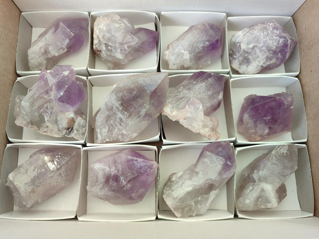 Natural Jacaranda Amethyst Single Crystals x 12 From Mumbwa, Zambia - Toprock Gemstones and Minerals 