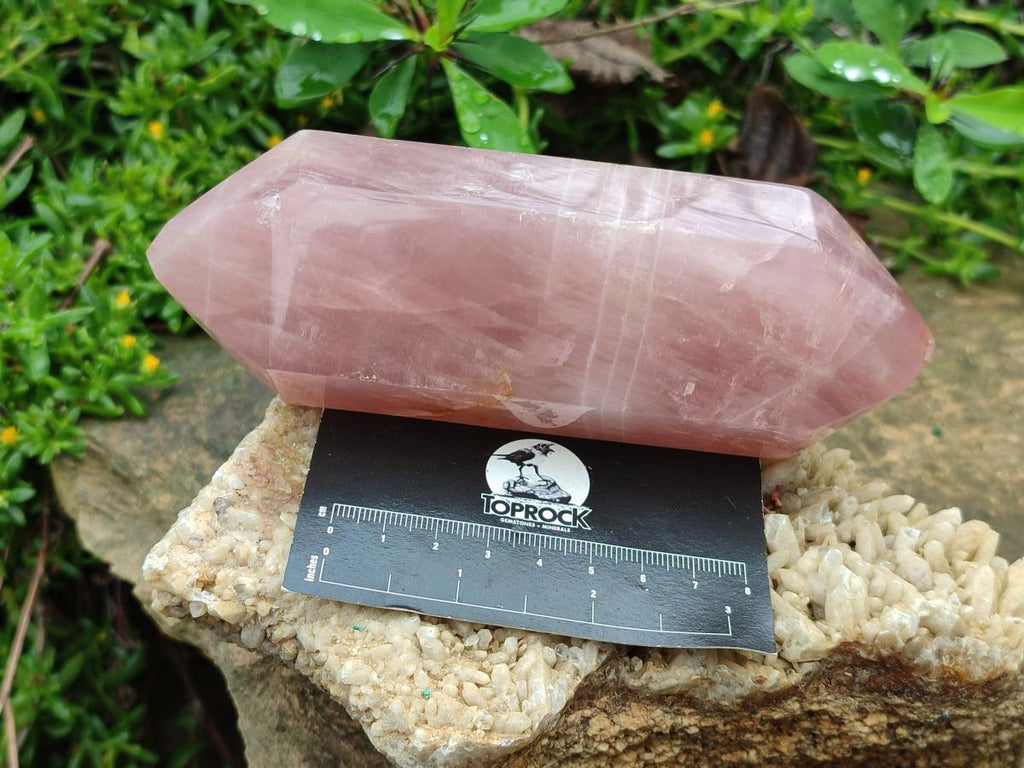 Polished Double Terminated Gemmy Rose Quartz Crystals x 2 From Madagascar - Toprock Gemstones and Minerals 