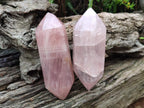 Polished Double Terminated Gemmy Rose Quartz Crystals x 2 From Madagascar - Toprock Gemstones and Minerals 