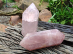 Polished Double Terminated Gemmy Rose Quartz Crystals x 2 From Madagascar - Toprock Gemstones and Minerals 