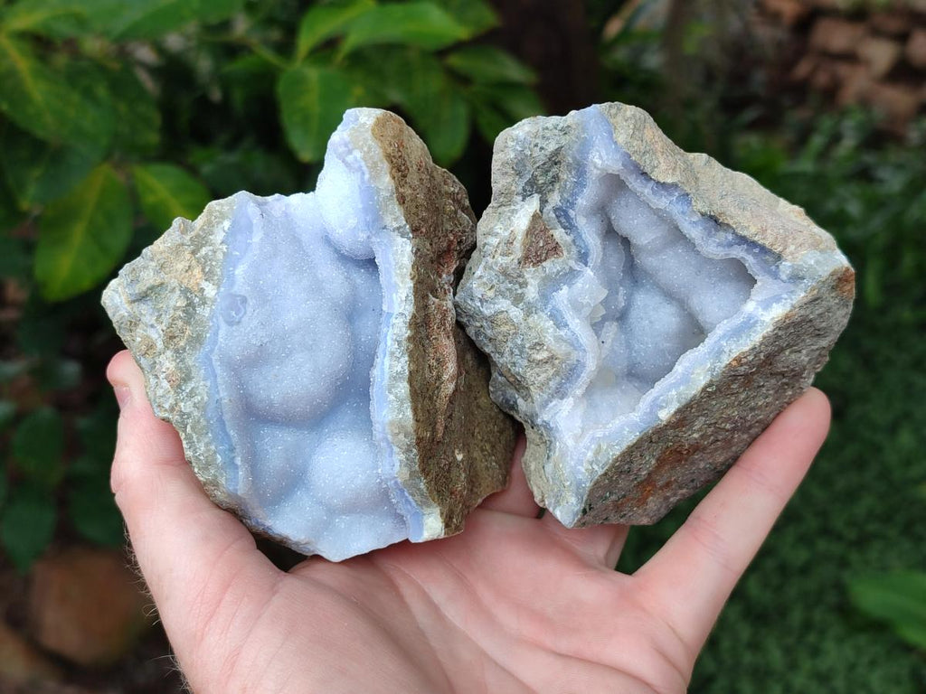 Natural Blue Lace Agate Geode Specimens x 6 From Nsanje, Malawi - Toprock Gemstones and Minerals 