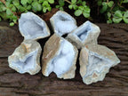 Natural Blue Lace Agate Geode Specimens x 6 From Nsanje, Malawi - Toprock Gemstones and Minerals 