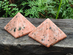Polished Orange Calcite with Biotite Mica Pyramids x 2 From Madagascar - Toprock Gemstones and Minerals 