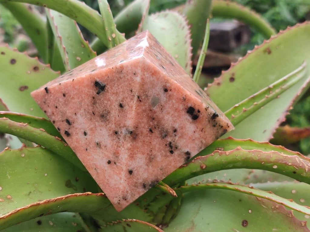 Polished Orange Calcite with Biotite Mica Pyramids x 2 From Madagascar - Toprock Gemstones and Minerals 