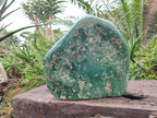 Polished On One Side XL Mtorolite Chrysoprase Standing Display Piece x 1 From Mutorashanga, Zimbabwe - Toprock Gemstones and Minerals 